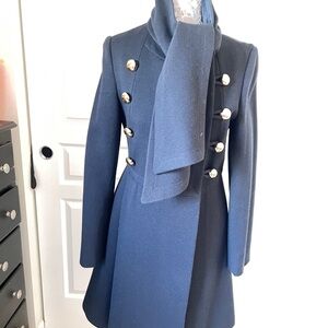 Vintage Elegant Navy Blue Double-Breasted Coat